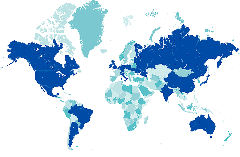 Map of international client locations